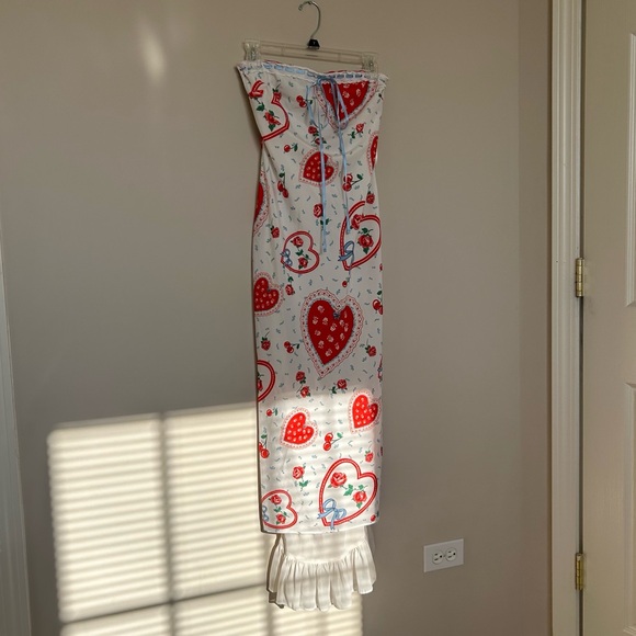 For Love & Lemons Daisy Mae Midi Dress in Red Motif - Picture 7 of 14